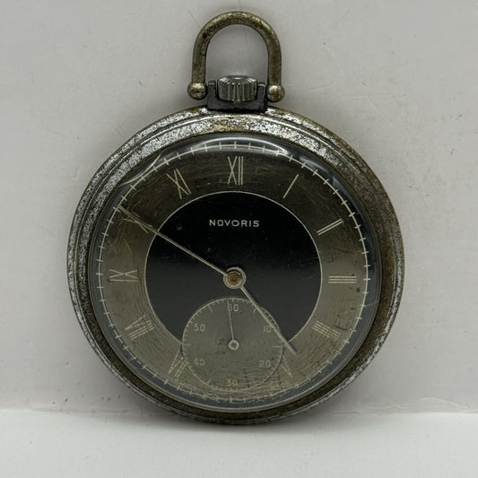50mm Art Deco Novoris Cal 132 Black Dial + Sub Dial Roman Numerals Parts Repair