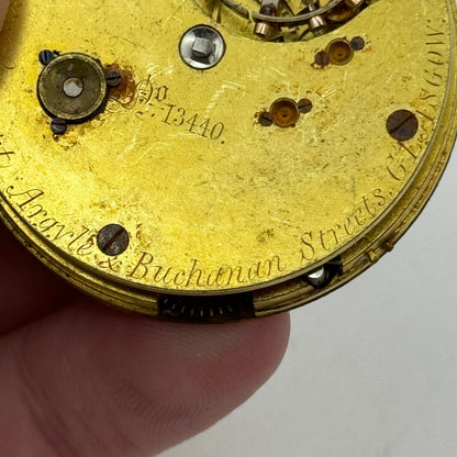 43.4mm Antique R Stewart Argyle & Buchanan Glasgow Pocket Watch Movement PARTS