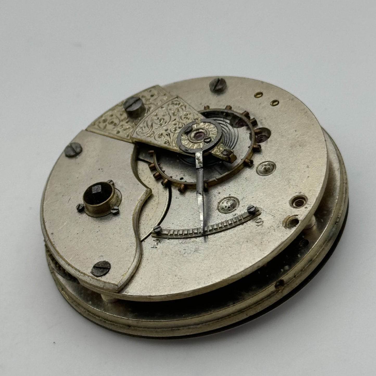 45.7mm Antique H Samuel Fleurier Key Wound Pocket Watch Movement PARTS REPAIR