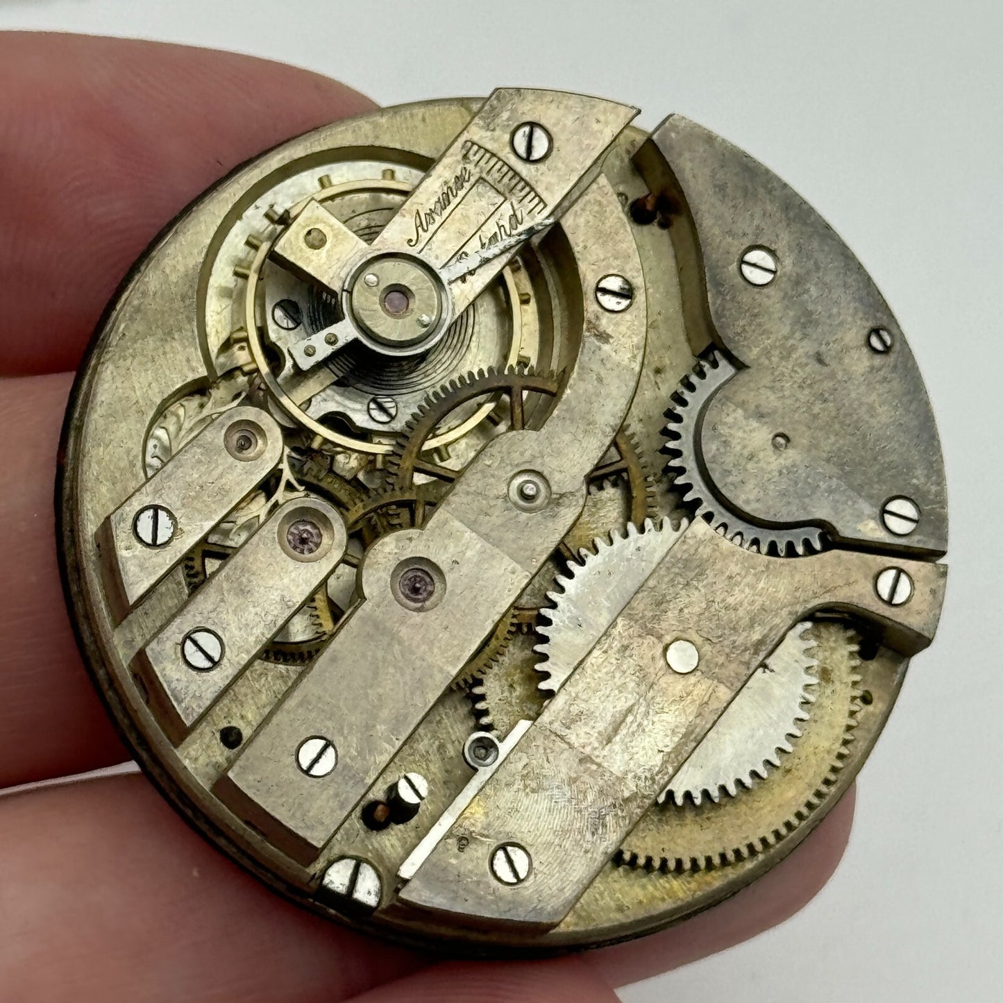 43.3mm Unidentified Open Face Swiss Balance Ok Pocket Watch Movement PARTS