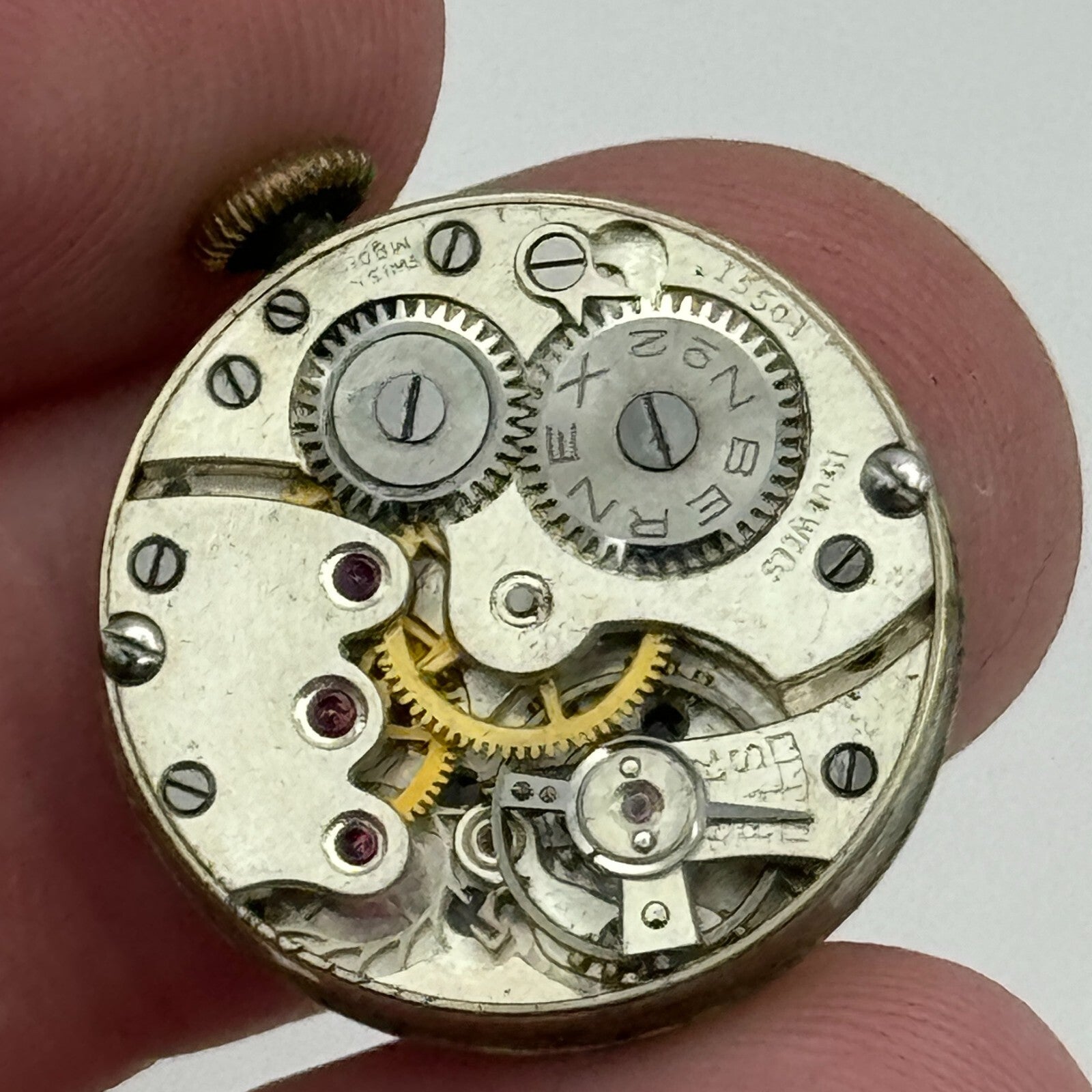 20.2mm Bernex No 2 Swiss 15501 Trench Watch Movement Manual Wind Vintage PARTS