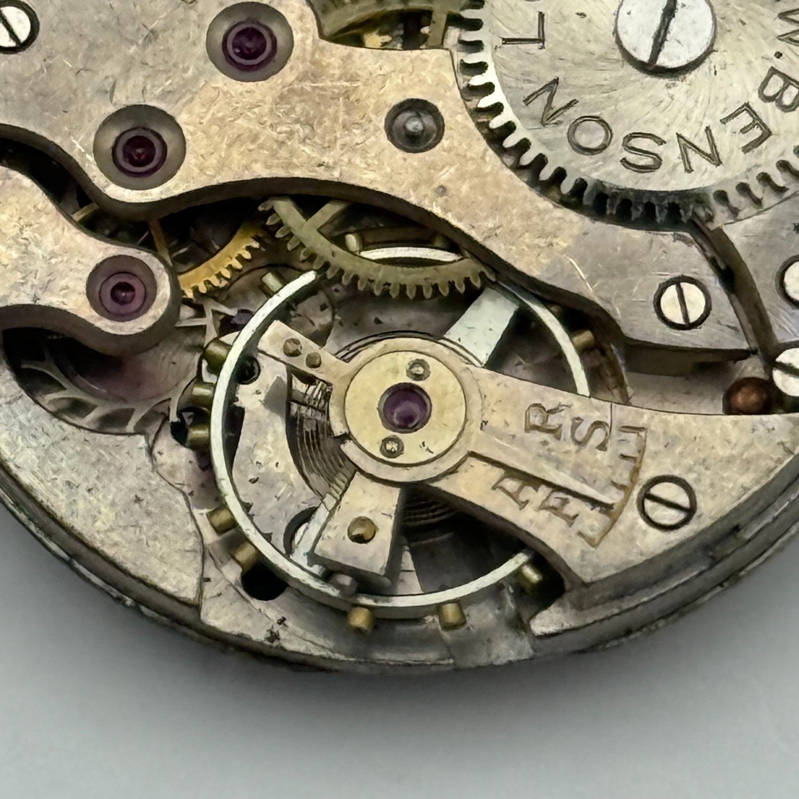 J W Benson Trench 15 Jewels Watch Movement Manual Wind Vintage Parts 27.1mm