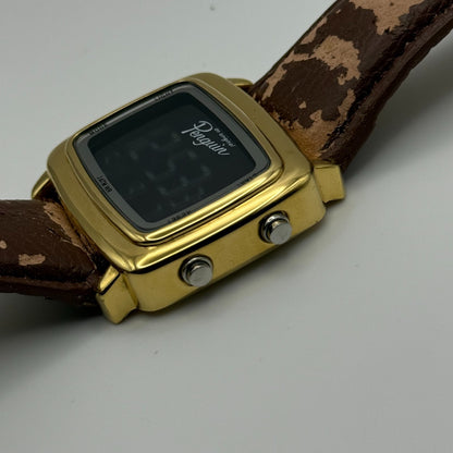 An Original Penguin Digital Quartz Watch Gold Tone Case Japan Working 41mm