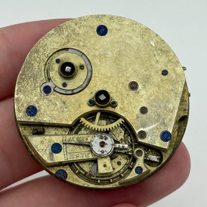 42.9mm Unidentified Antique Key Wound Pocket Watch Movement PARTS REPAIR SPARES