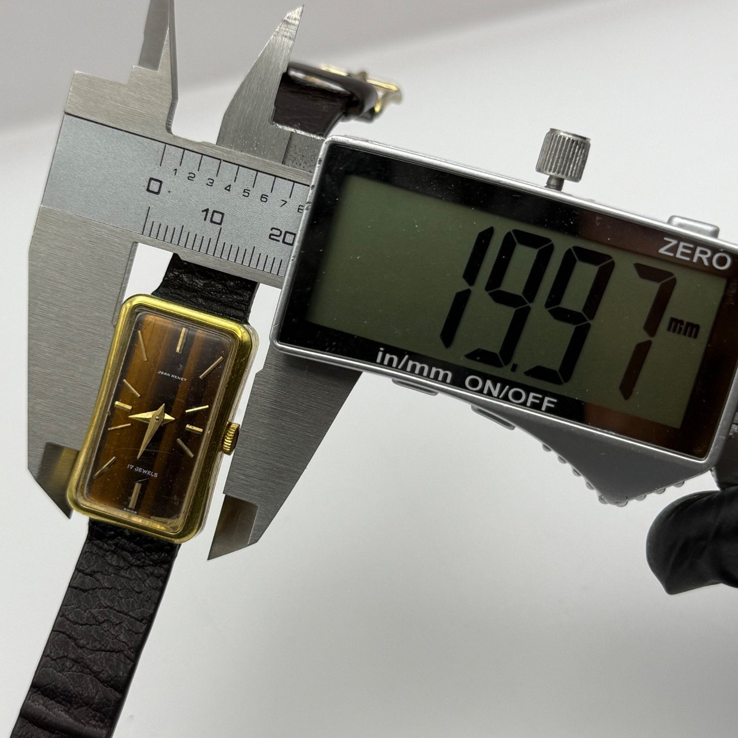 18mm Vintage Jean Renet Brown Dial 17 Jewels Manual Wind Watch PARTS / REPAIR