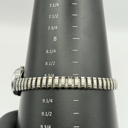 Lorus Ladies Quartz Watch White Dial Silver Tone Stretch Band Japan Working 23mm