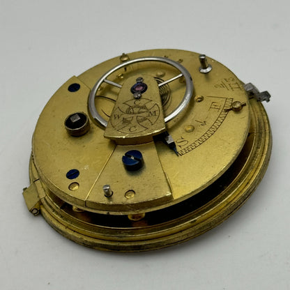 42.9mm Antique CWMC/S Wigston Coventry Cooperative Pocket Watch Movement PARTS