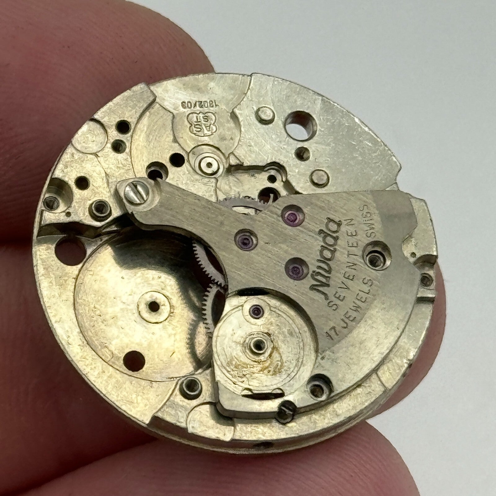 25.9mm Nivada AS ST 1802/03 Partial Manual Wind Swiss Watch Movement PARTS SPARE