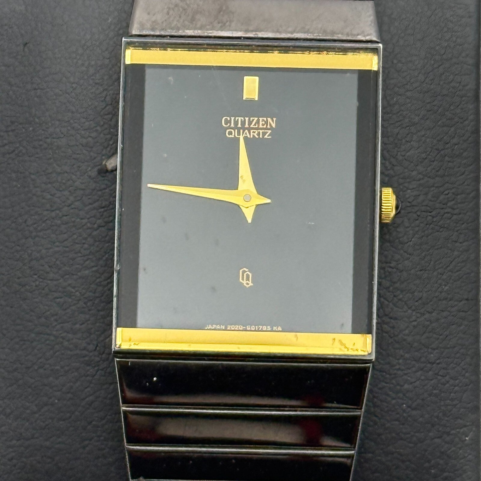 22mm Working Vintage Ladies Citizen CQ Black Dial & Strap Quartz Watch 8 Inches