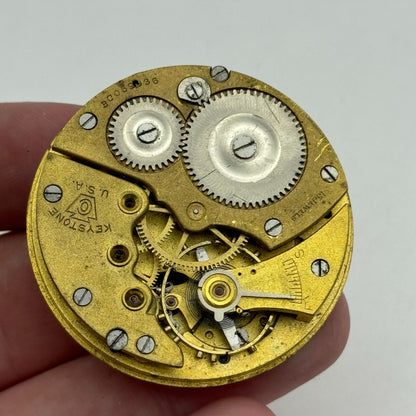 43.1mm Vintage Keystone USA 15 Jewels Swiss Hunter Pocket Watch Movement PARTS