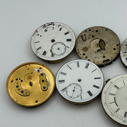 Bundle Of 6 Mixed Antique / Vintage Pocket Watch Movements PARTS REPAIR SPARES