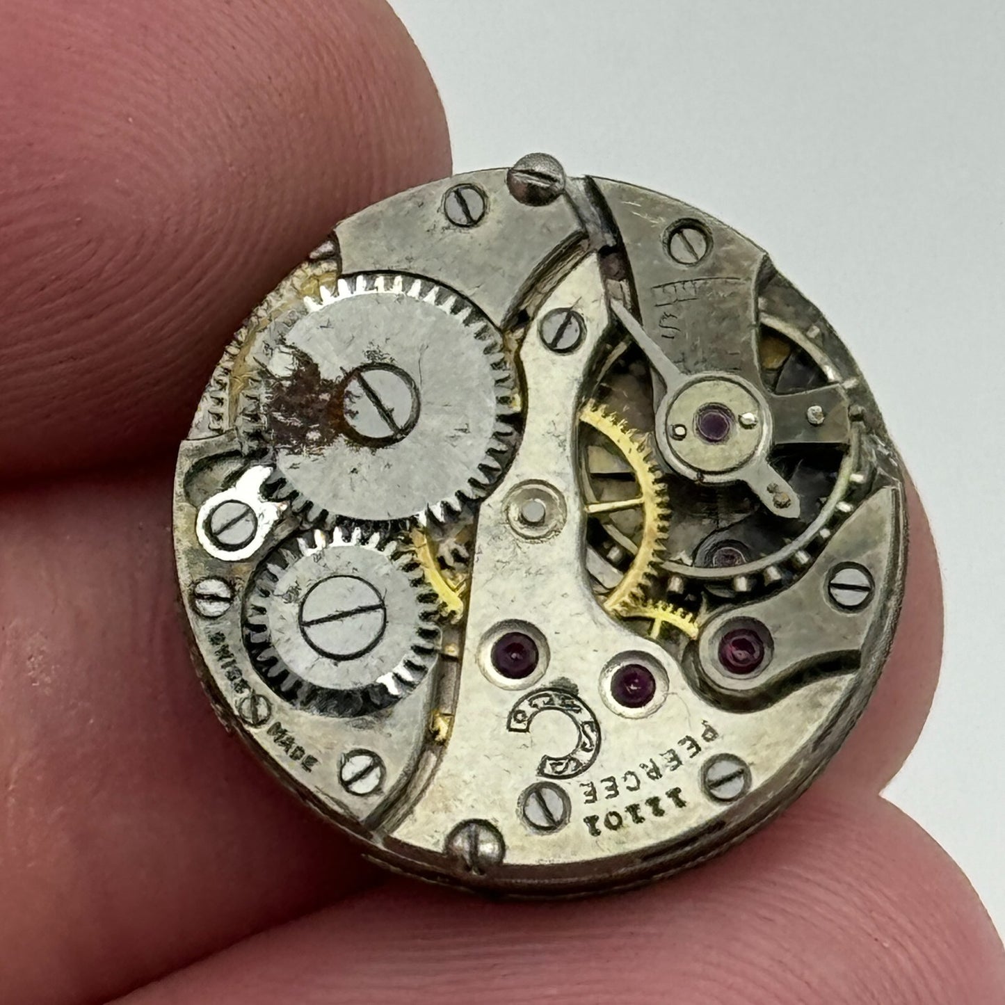 19.7mm Peercee Stauffer S S & Co Manual Wind Swiss Watch Movement PARTS SPARES