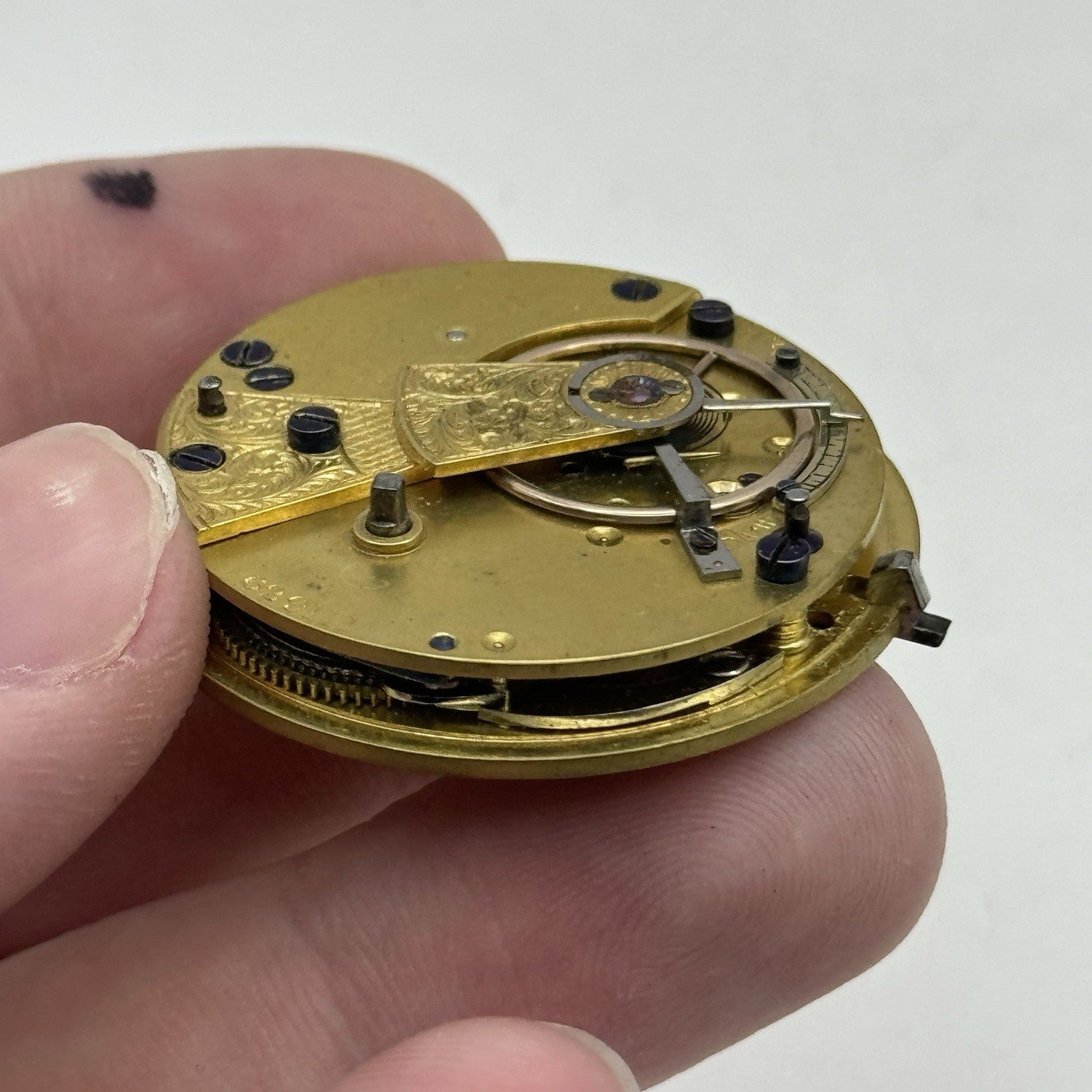 36mm Running Antique Quality English Fusee Pocket Watch Movement -  TO RESTORE