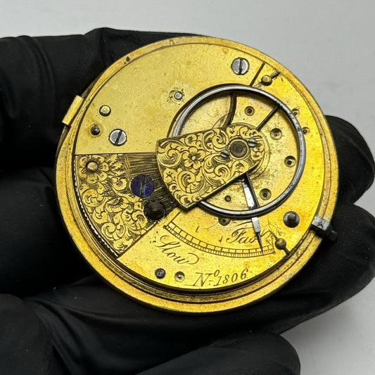 44.9mm Unidentified Quality Antique Fusee Pocket Watch Movement FOR PARTS