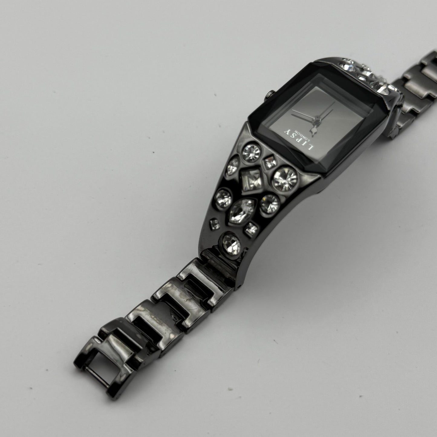 Lipsy London Ladies Quartz Watch Rectangular Black Dial Bracelet Working 22mm