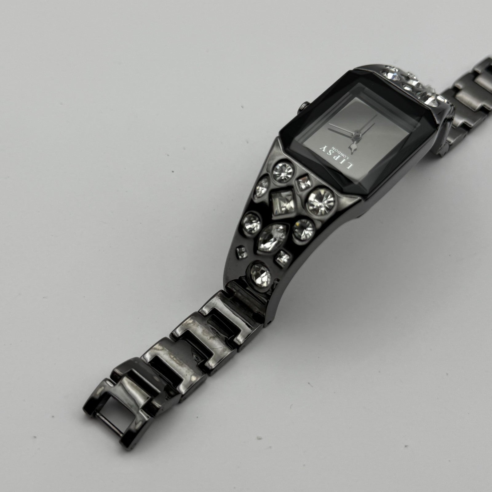 Lipsy London Ladies Quartz Watch Rectangular Black Dial Bracelet Working 22mm