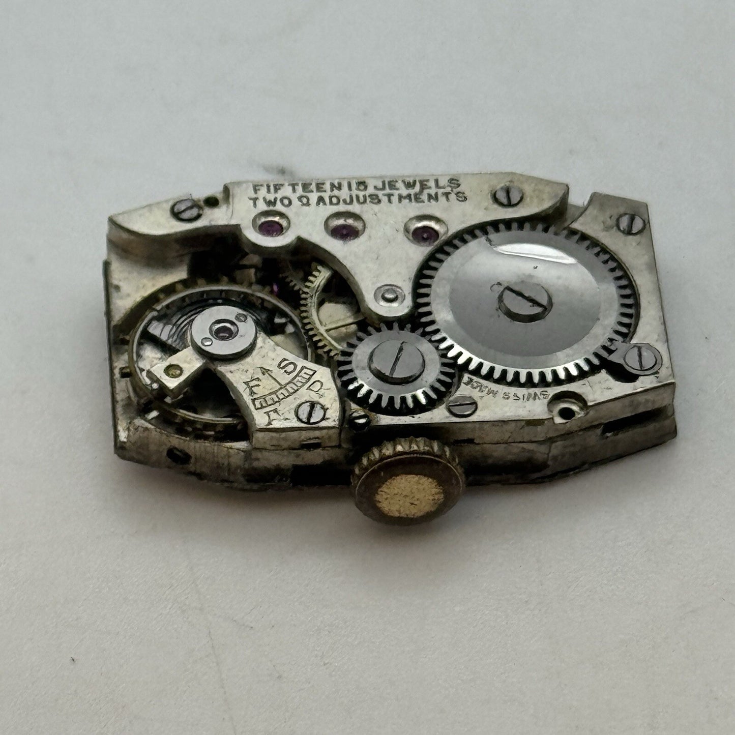 15.1mm Running Art Deco Tank Watch Movement Dial Hands Restoration Repair Parts