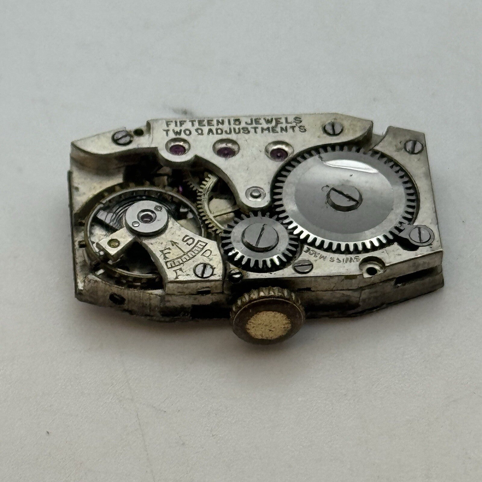 15.1mm Running Art Deco Tank Watch Movement Dial Hands Restoration Repair Parts