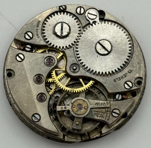 15 Jewels Trench Watch Movement Manual Wind Vintage Swiss Parts Repair 28.6mm