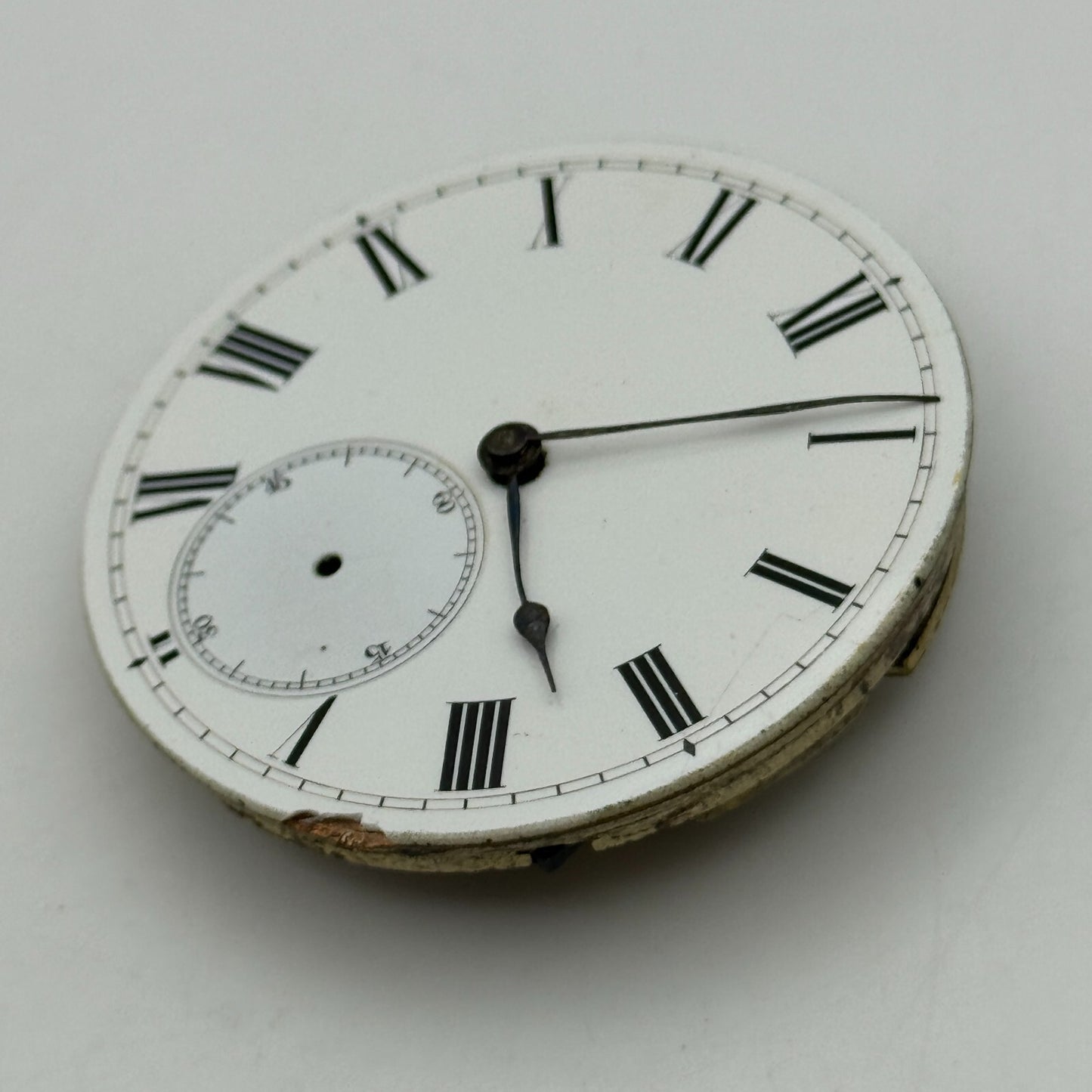 44mm Antique Key Wound Pocket Watch Movement Dial PARTS REPAIR SPARES