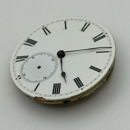 44mm Antique Key Wound Pocket Watch Movement Dial PARTS REPAIR SPARES