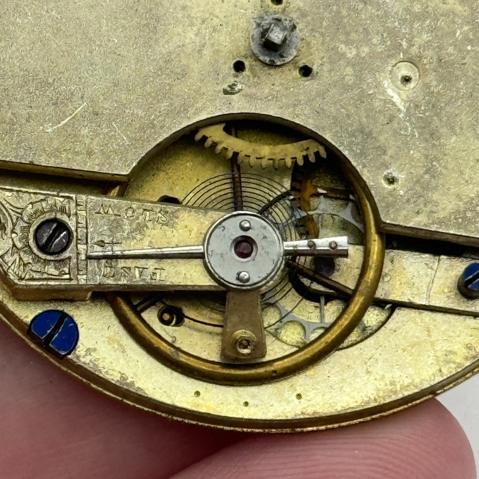 47.6mm Antique Muret Geneve Key Wound Pocket Watch Movement PARTS REPAIR SPARES