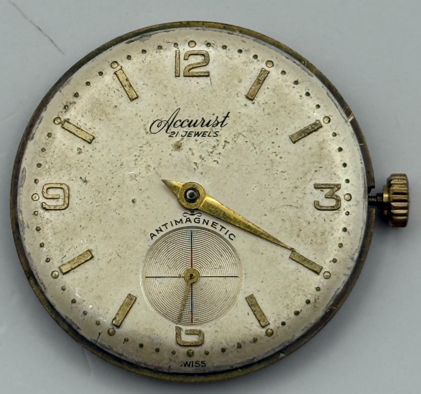 AS 1002 984 Watch Movement Running Accurist Manual Wind Vintage Parts 29.8mm