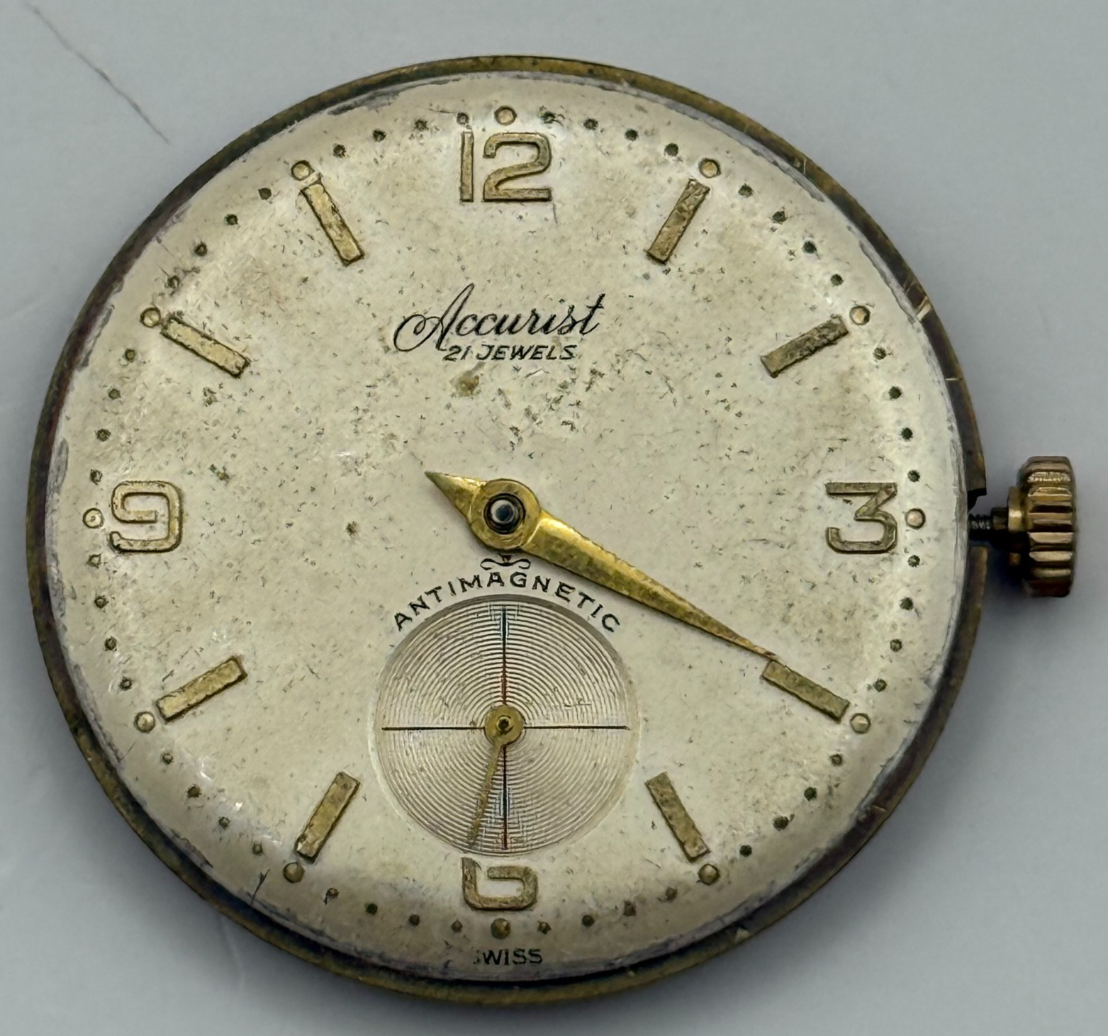 AS 1002 984 Watch Movement Running Accurist Manual Wind Vintage Parts 29.8mm
