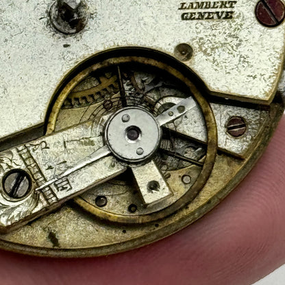 40.7mm Antique Lambert Geneve Balance Intact Key Wound Pocket Watch Movement