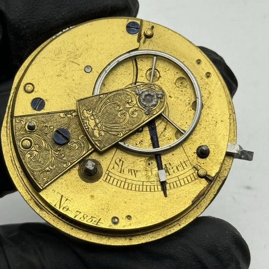 42.9mm Unidentified J.D 16 Fusee Pocket Watch Movement FOR PARTS Restoration