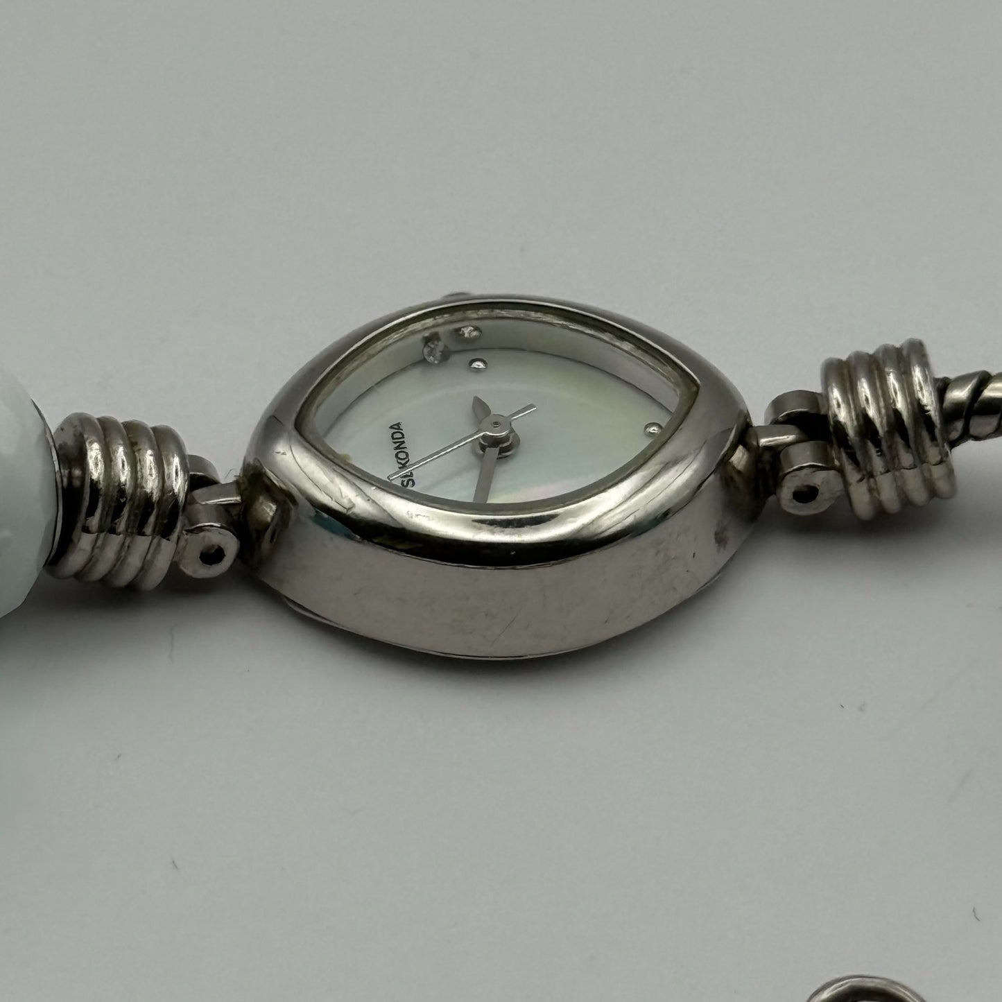 Sekonda Ladies Quartz Watch MOP Dial Beaded Design Bracelet Japan Working 20mm