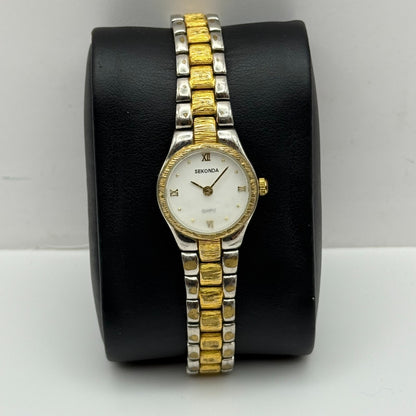 20mm Working Ladies Sekonda Two Tone White Dial Japan Quartz Watch 6.75 Inches