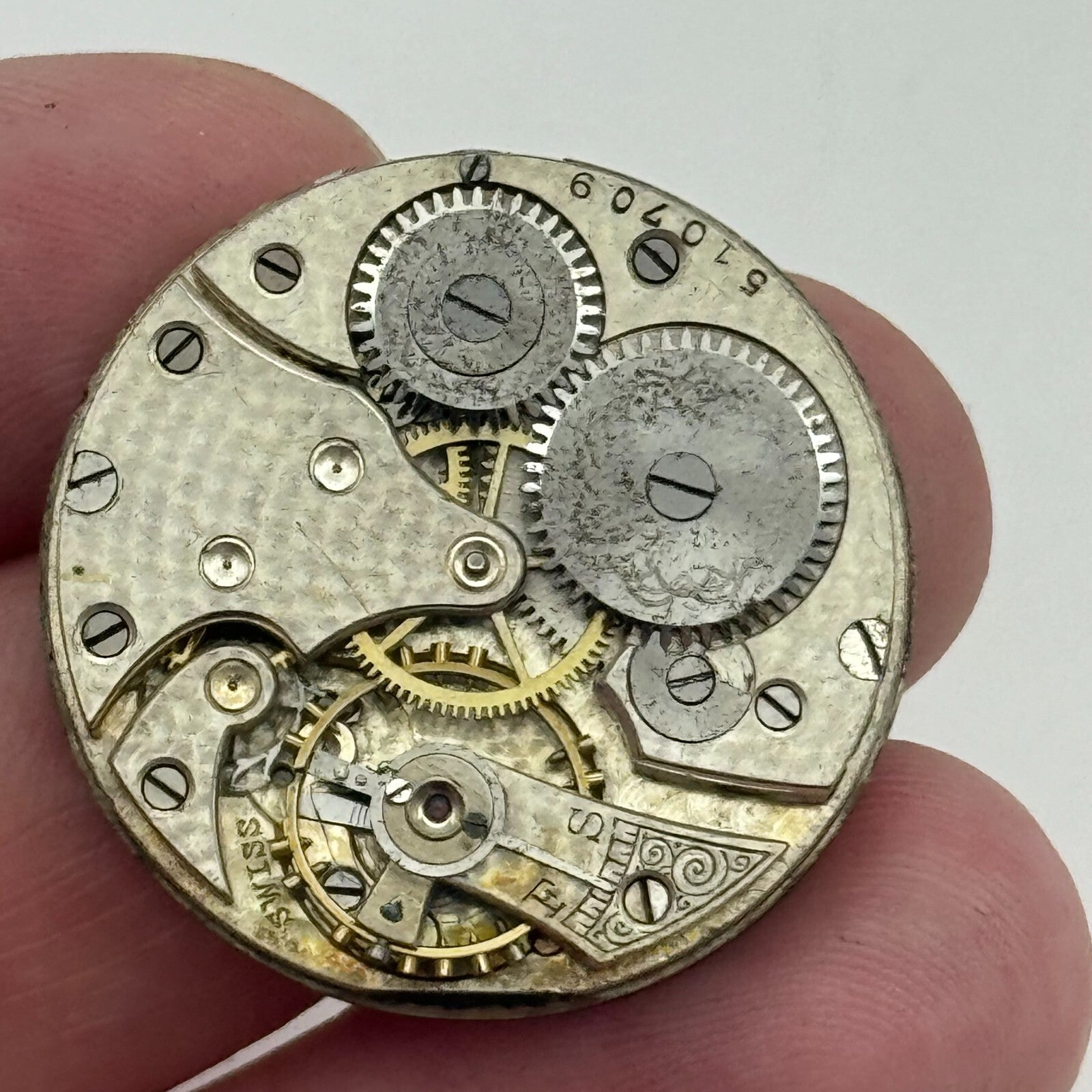 29.5mm F W Dudley Winnipeg 24 Hour Dial Trench Watch Movement Manual Wind PARTS