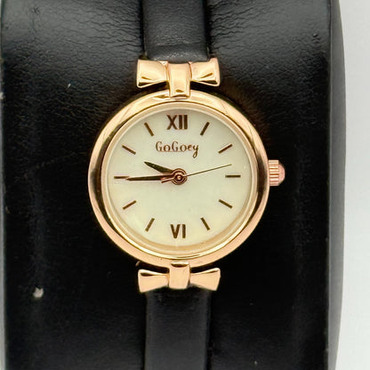 GoGoey Ladies Quartz Watch Mother of Pearl Dial Black Strap Working 24mm