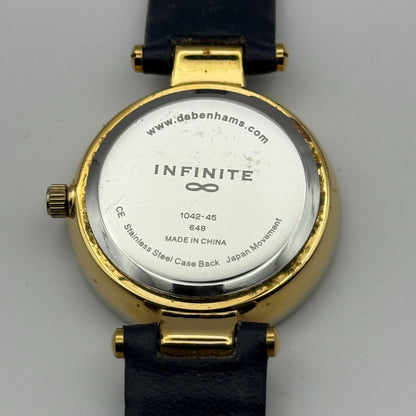 Infinite Ladies Quartz Watch Silver Dial Blue Leather Strap Japan Working 28mm