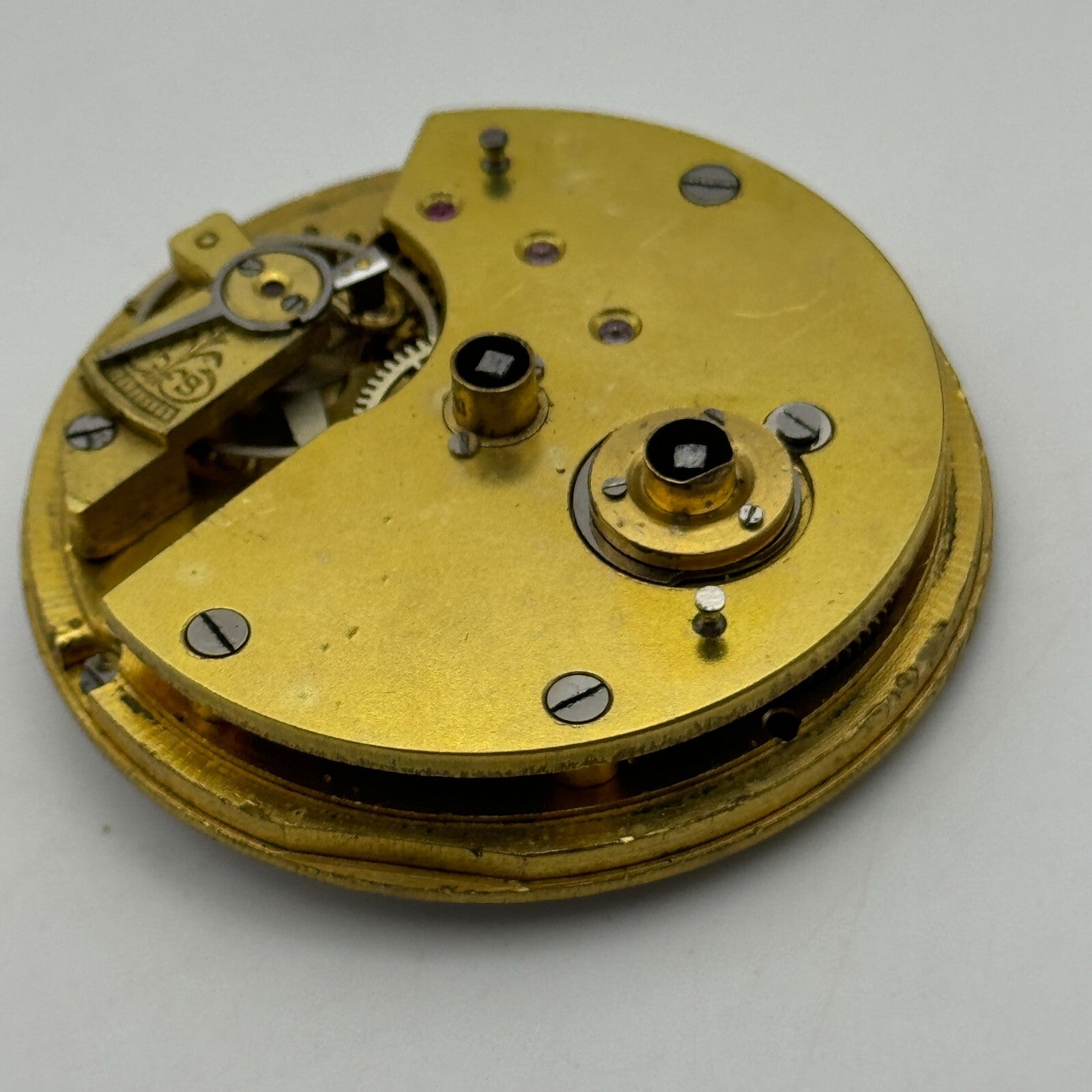 46.4mm Antique H Stone Leeds Balance Ok Key Wound Pocket Watch Movement PARTS