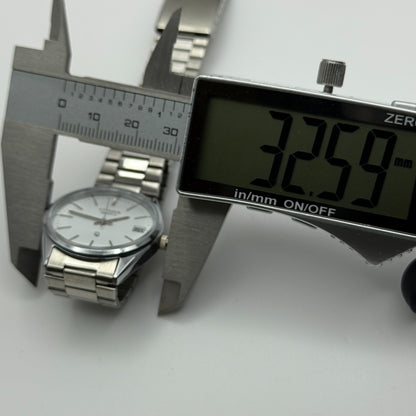 Citizen CQ Quartz Watch 6110-073185 Date Silver Tone Japan 30mm PARTS REPAIR