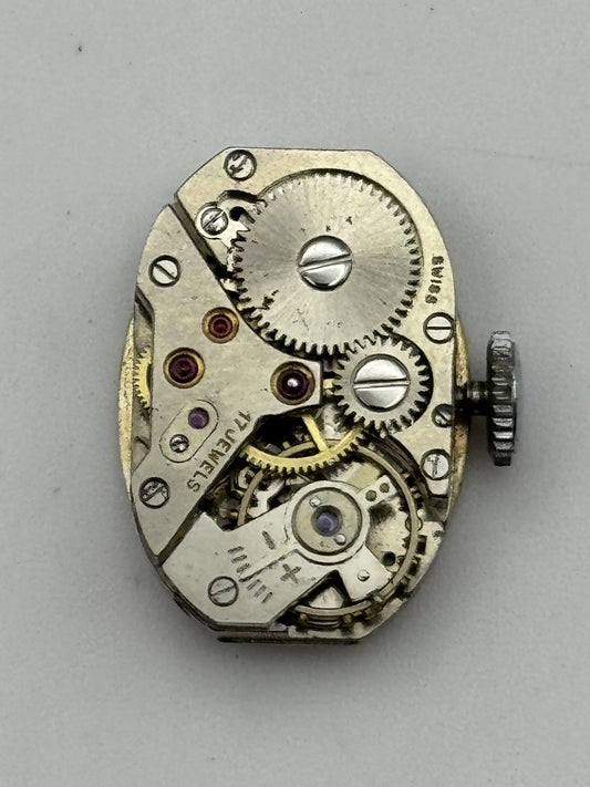 12.5mm Vintage Delvina AS 1051 Manual Wind Swiss Watch Movement PARTS REPAIR