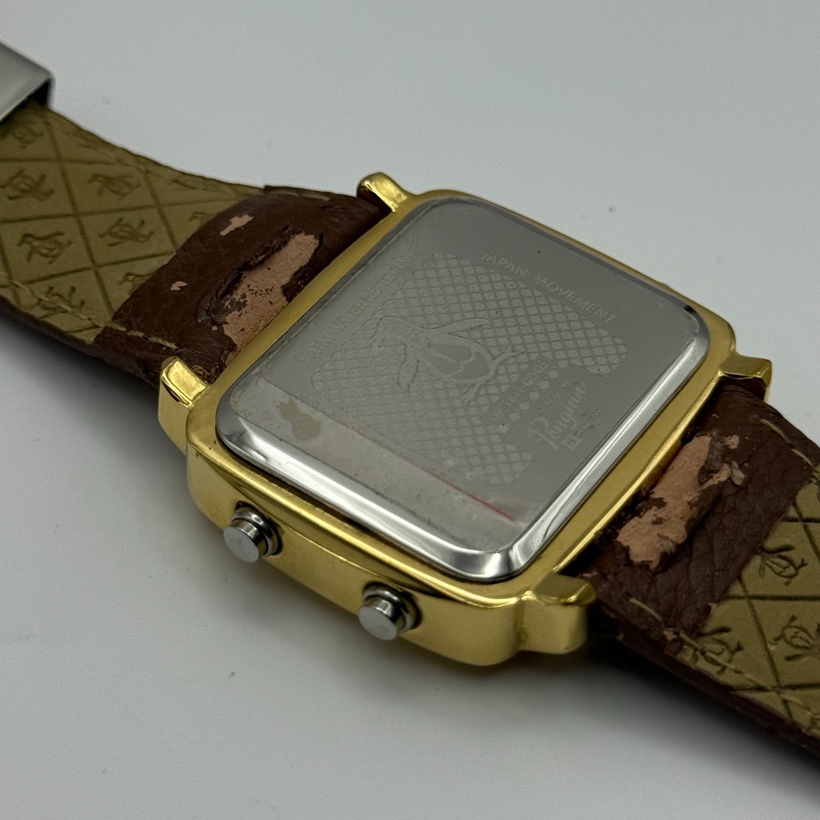An Original Penguin Digital Quartz Watch Gold Tone Case Japan Working 41mm