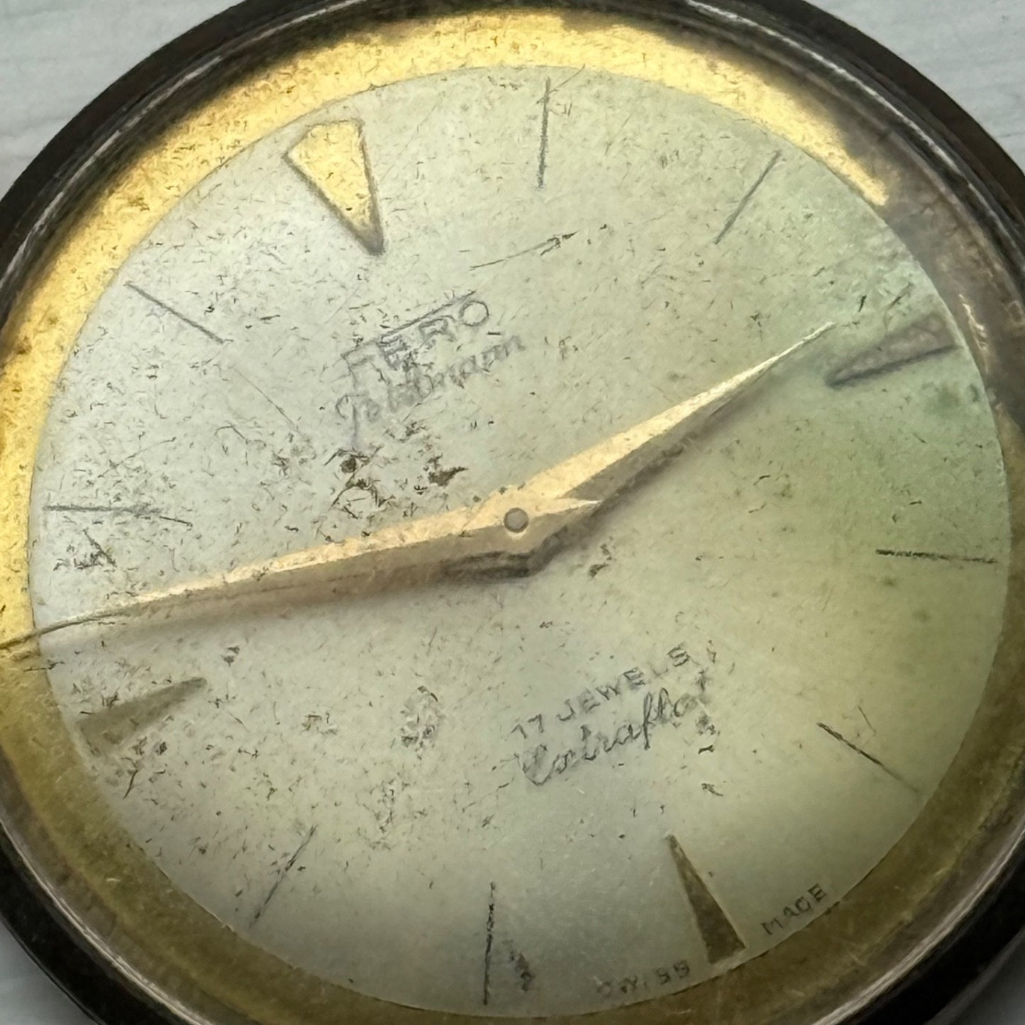 33mm Vintage Fero Feldmann 17 Jewels Extra Flat Manual Wind Watch PARTS / REPAIR