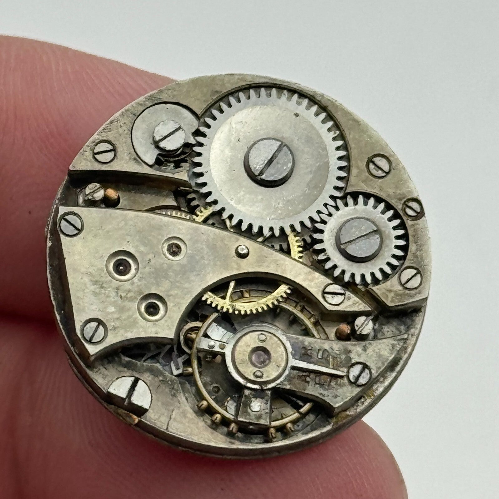 23.6mm Unidentified Porcelain Dial Trench Watch Movement Manual Wind FOR PARTS