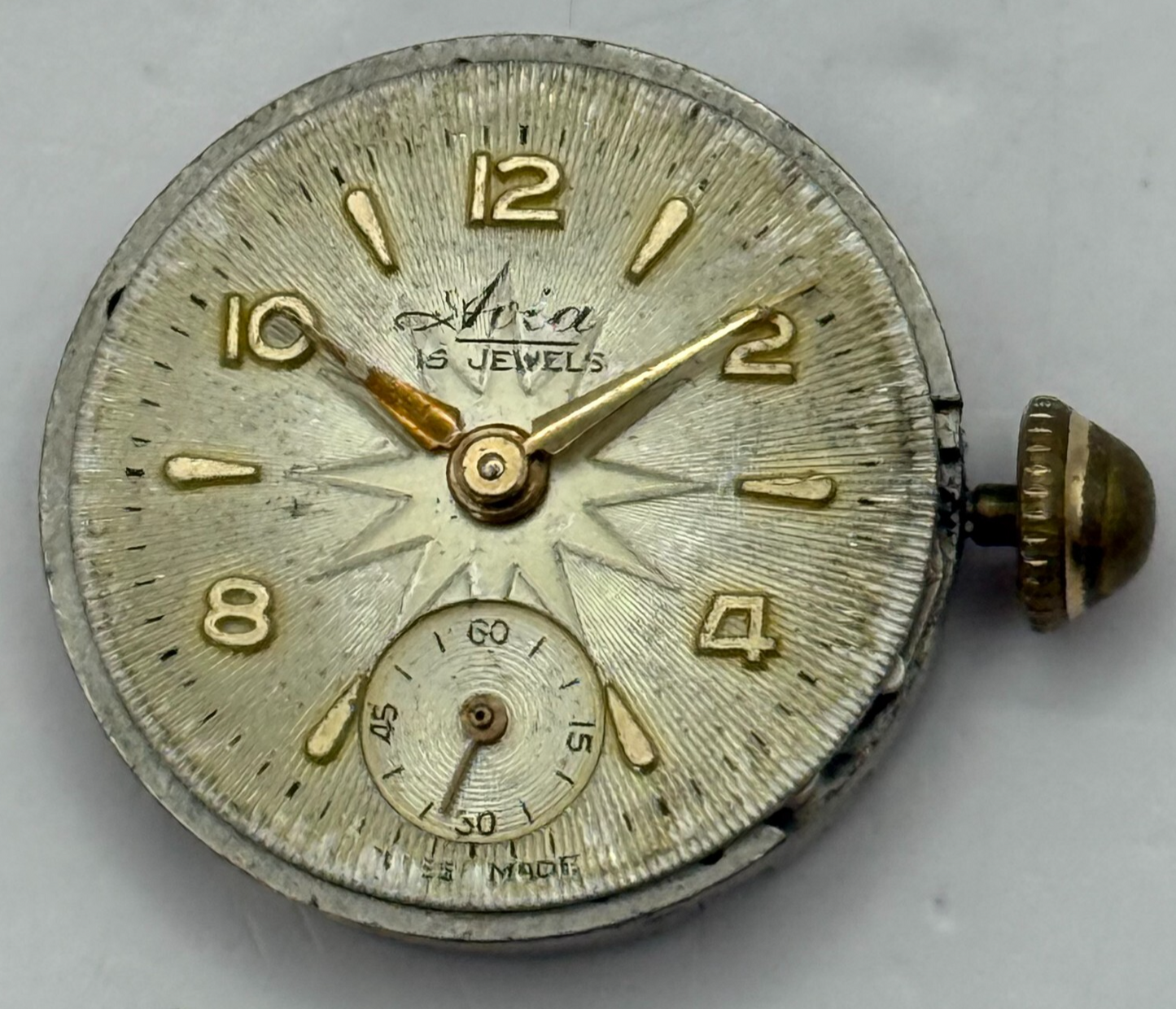 19.8mm Vintage Avia Derby D 40 Swiss Manual Wind Watch Movement PARTS REPAIR