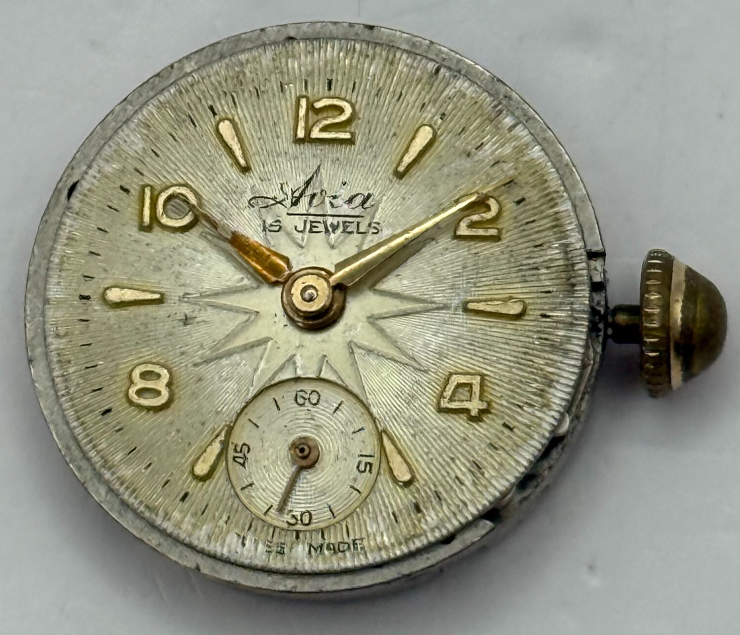 19.8mm Vintage Avia Derby D 40 Swiss Manual Wind Watch Movement PARTS REPAIR