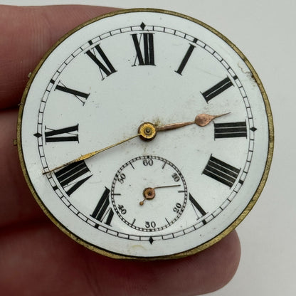 43.2mm Antique Key Wound Balance Intact Pocket Watch Movement Dial Hands PARTS