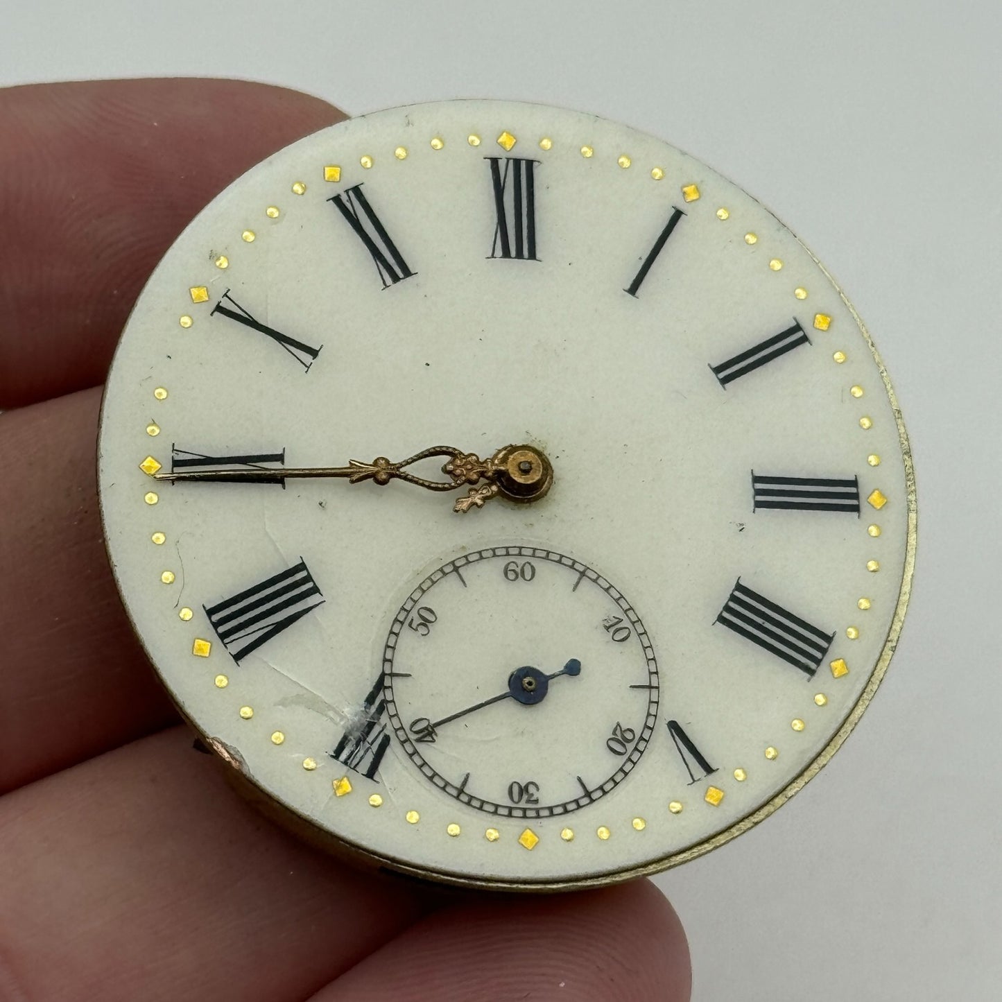 43.1mm Antique Open Face Cyrus GT Pocket Watch Movement PARTS REPAIR