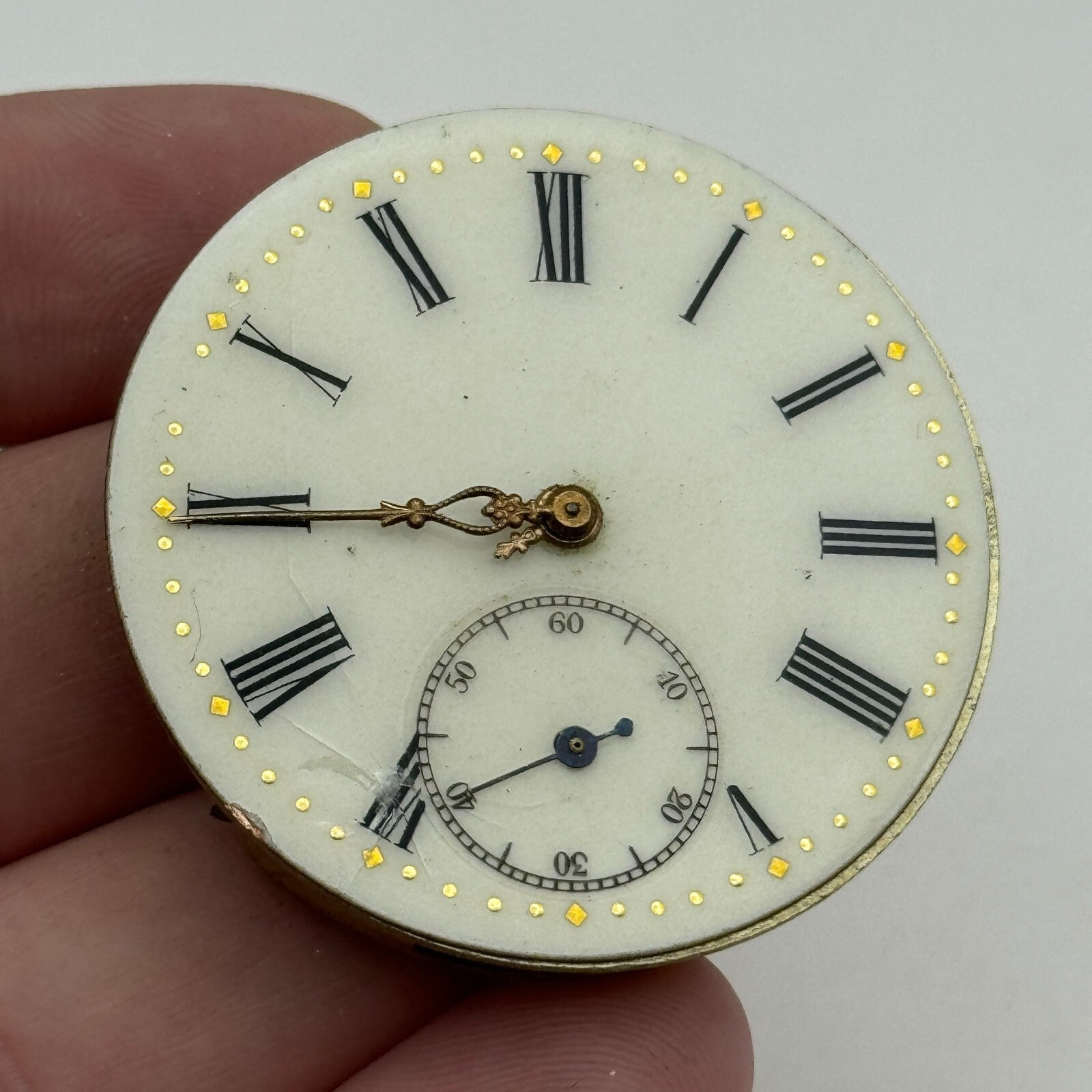 43.1mm Antique Open Face Cyrus GT Pocket Watch Movement PARTS REPAIR