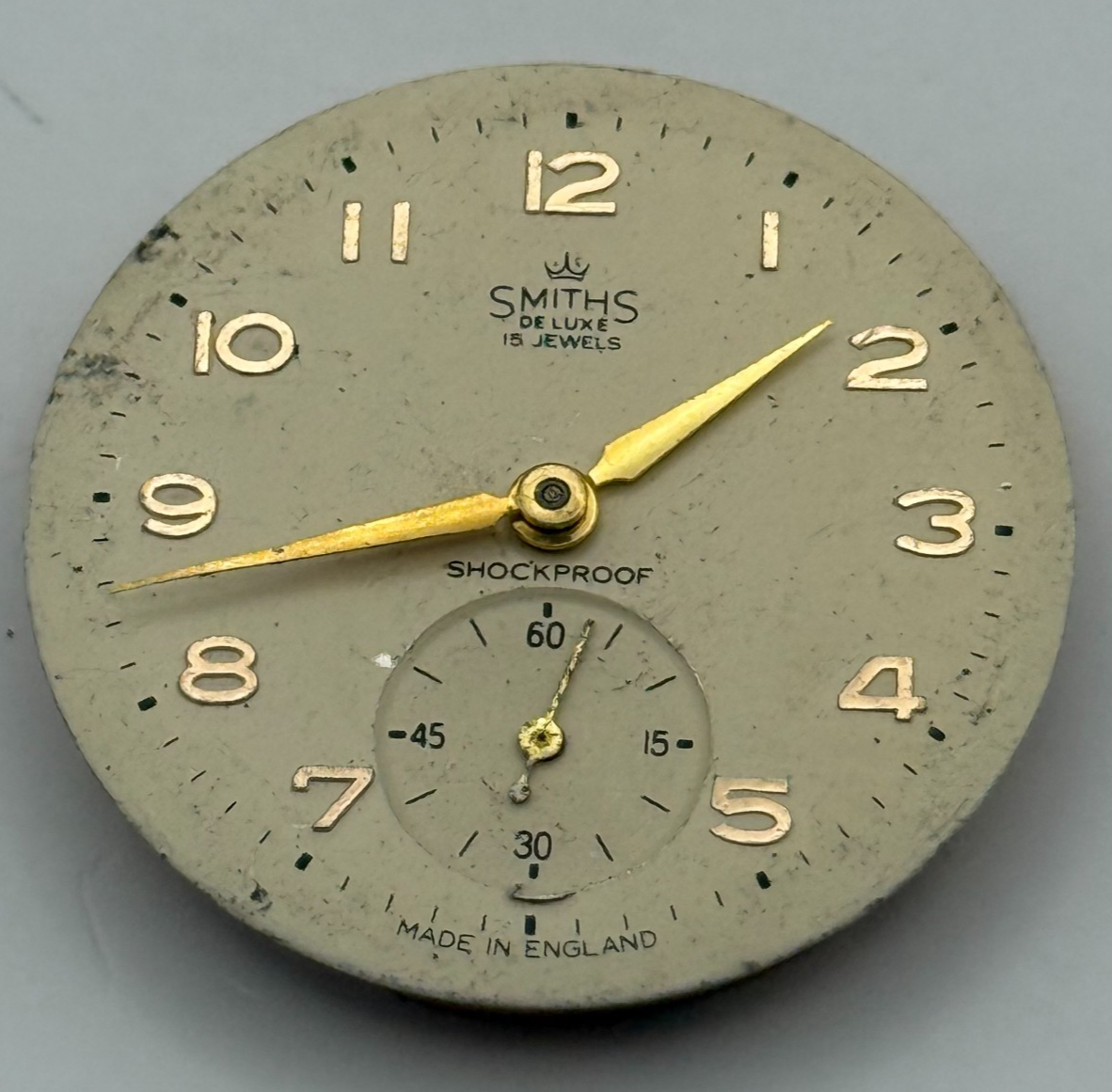 Smiths De Luxe 72 Shockproof Watch Movement Manual Wind Vintage Parts 26.9mm