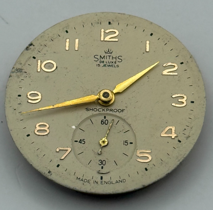 Smiths De Luxe 72 Shockproof Watch Movement Manual Wind Vintage Parts 26.9mm
