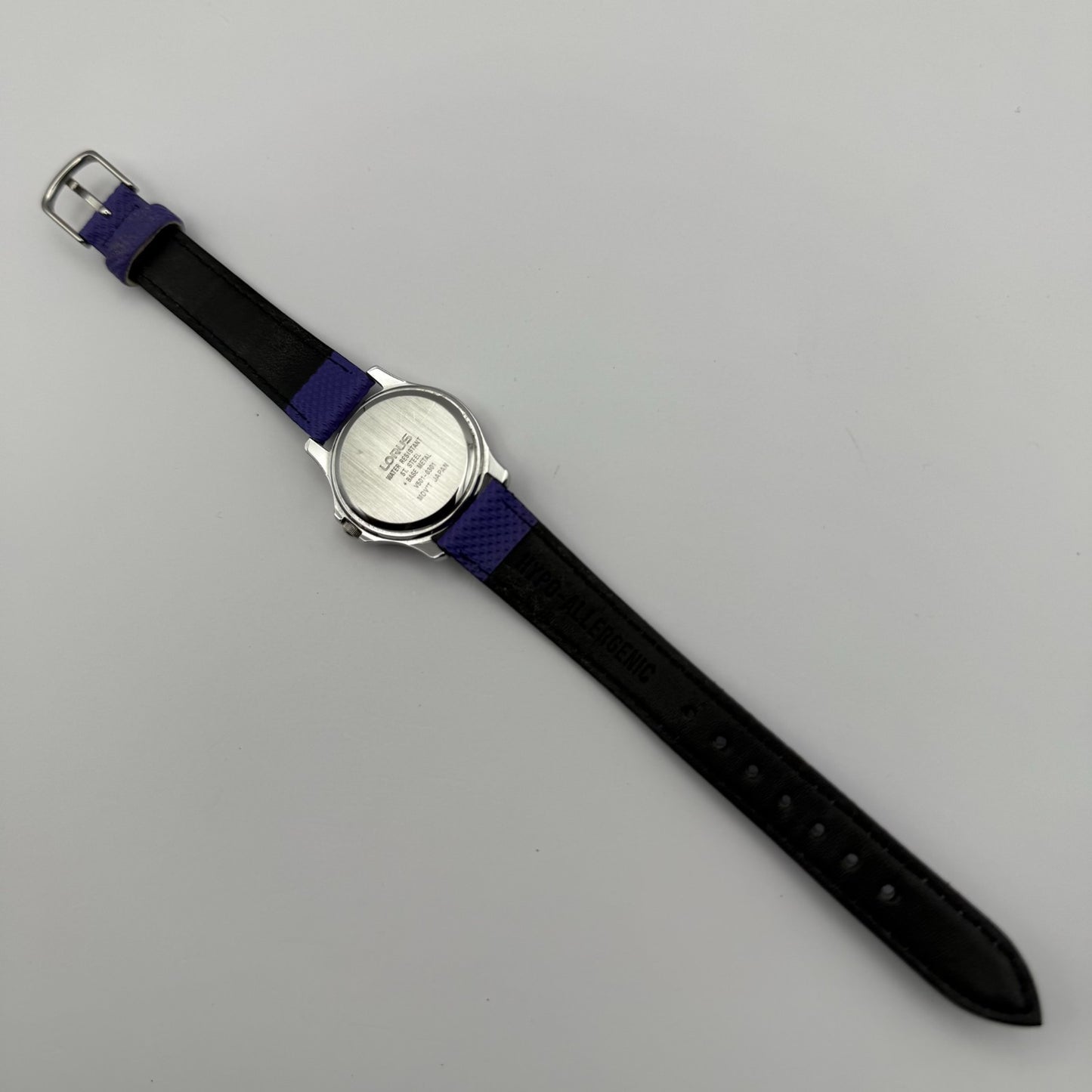 Lorus Quartz Watch White Dial Purple Strap Bezel Japan Working 26mm New Battery