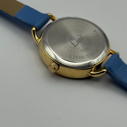 Limit Ladies Quartz Watch Gold Tone Blue Strap Working 25mm New Battery